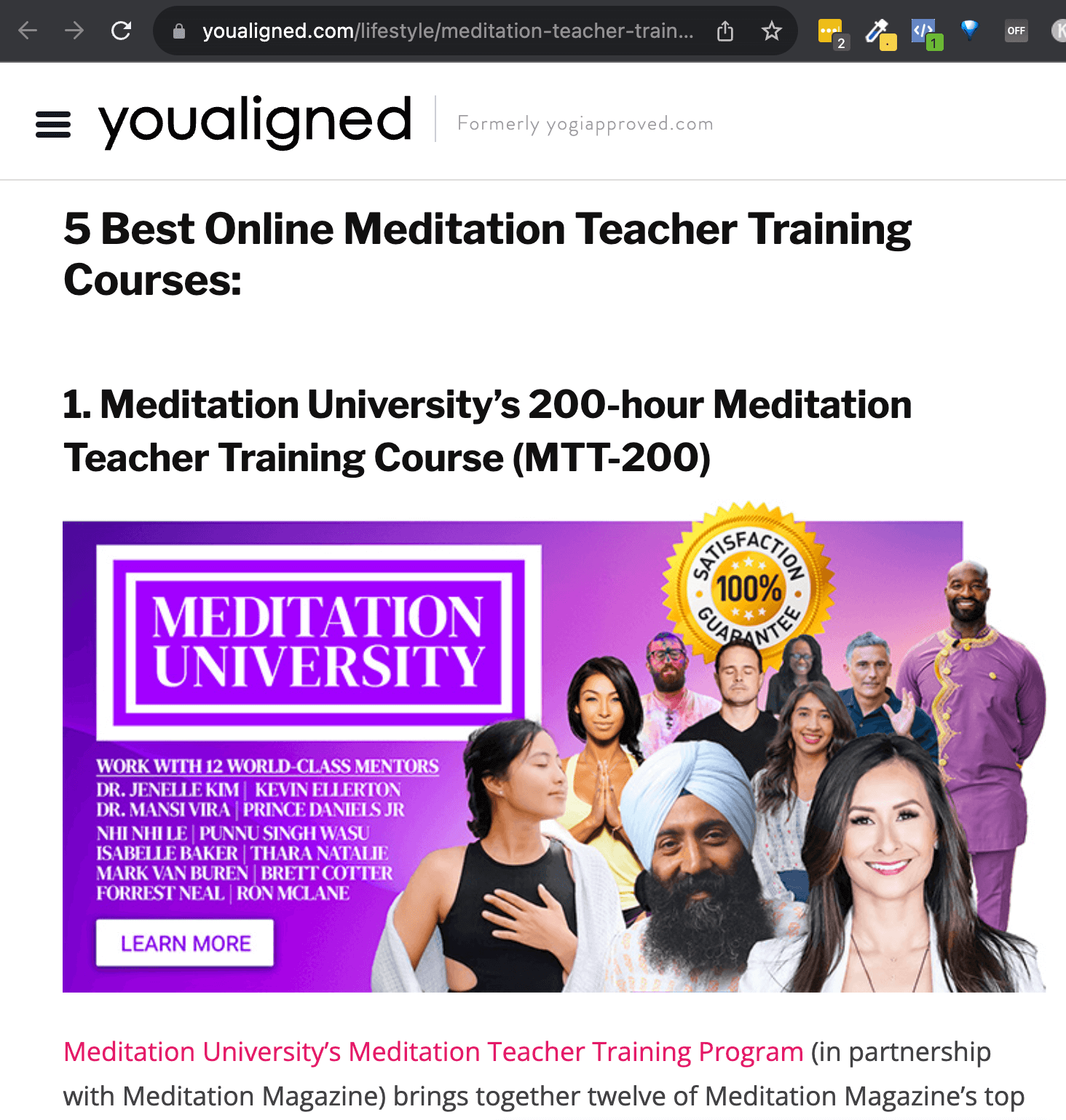 best online meditation teacher training youaligned